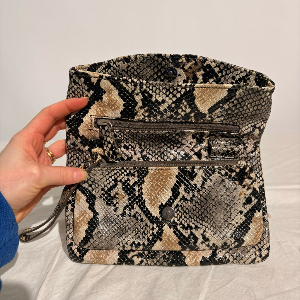 Nine West Snakeskin Print Clutch - Brown & Black