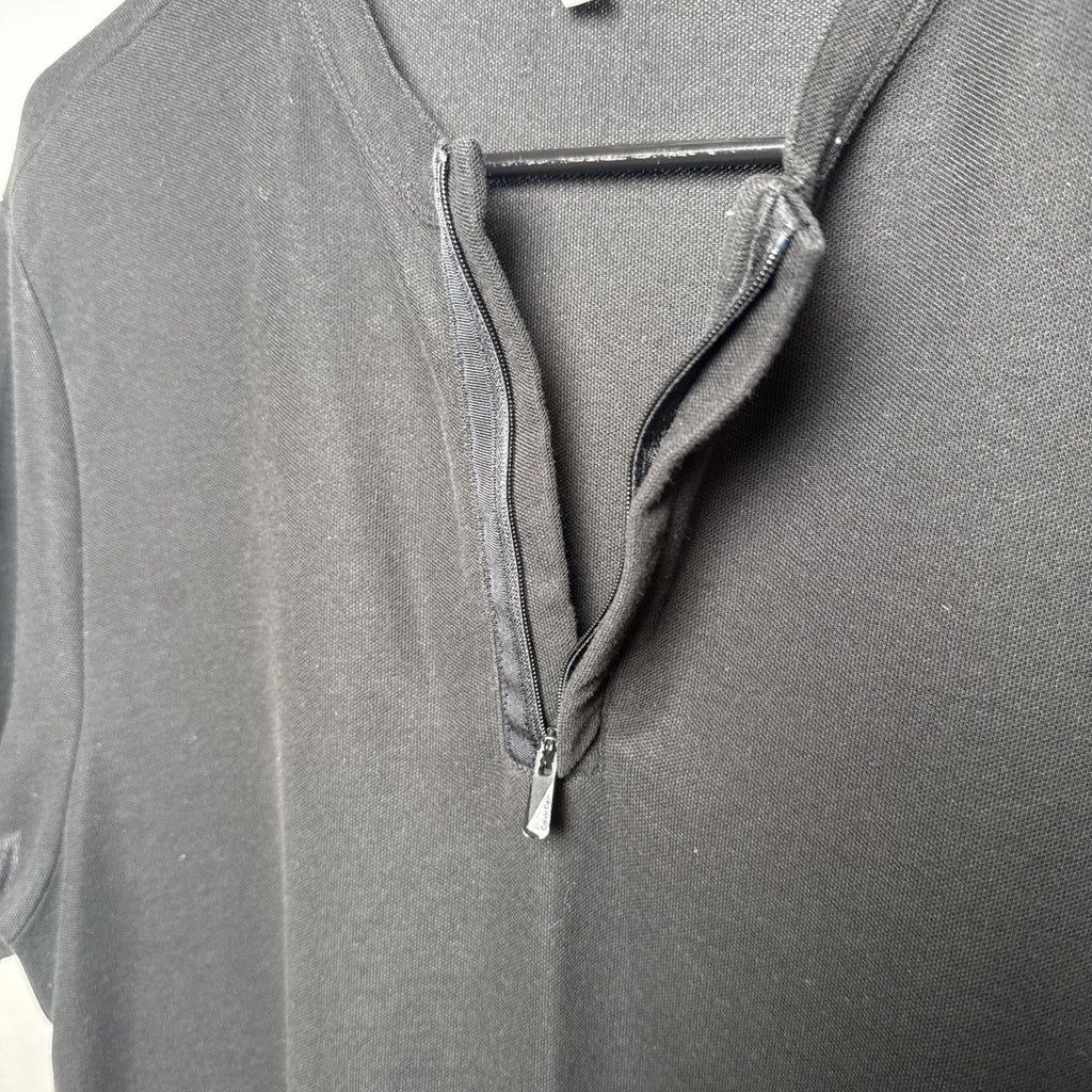 Calvin Klein Men Casual Shirt Zip Up Black Logo Short Sleeve Mens Medium