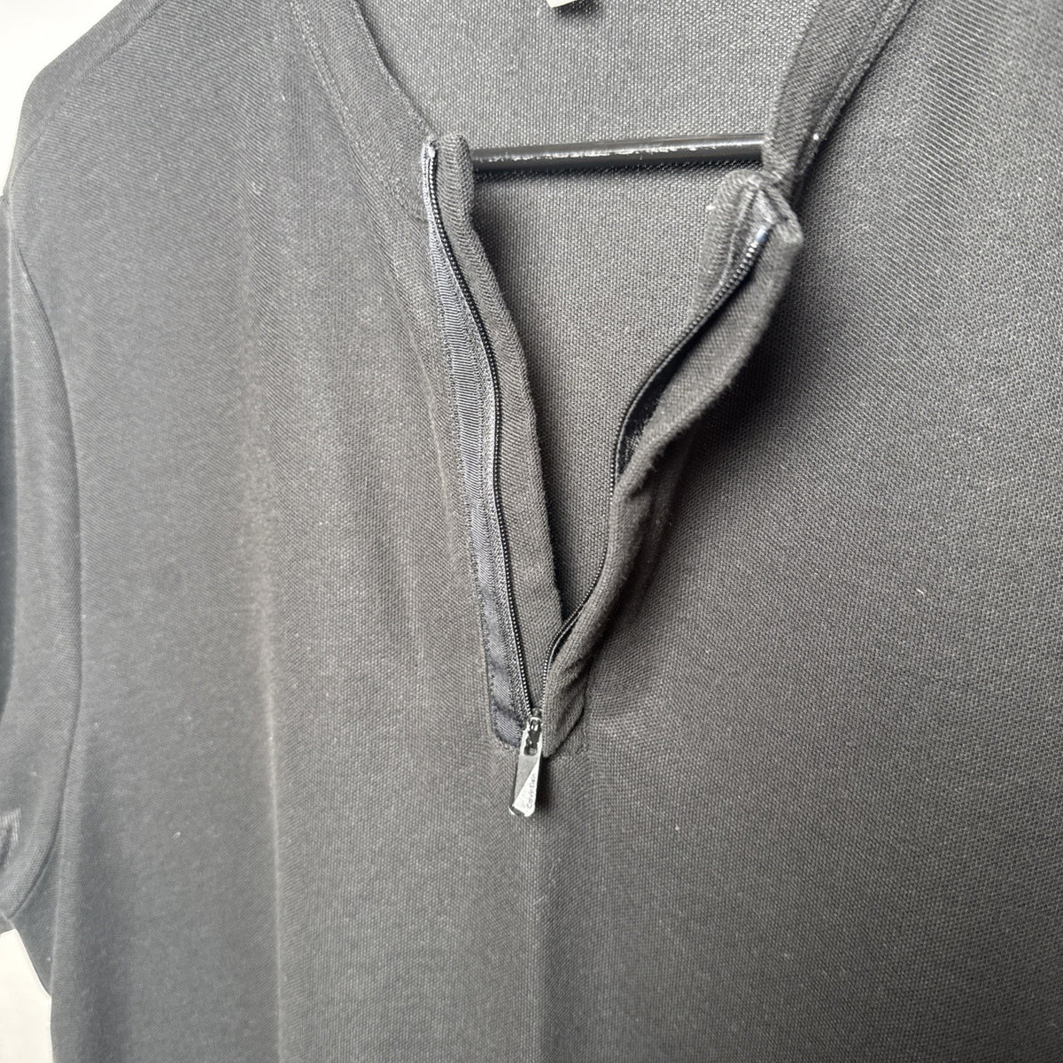 Calvin Klein Men Casual Shirt Zip Up Black Logo Short Sleeve Mens Medium
