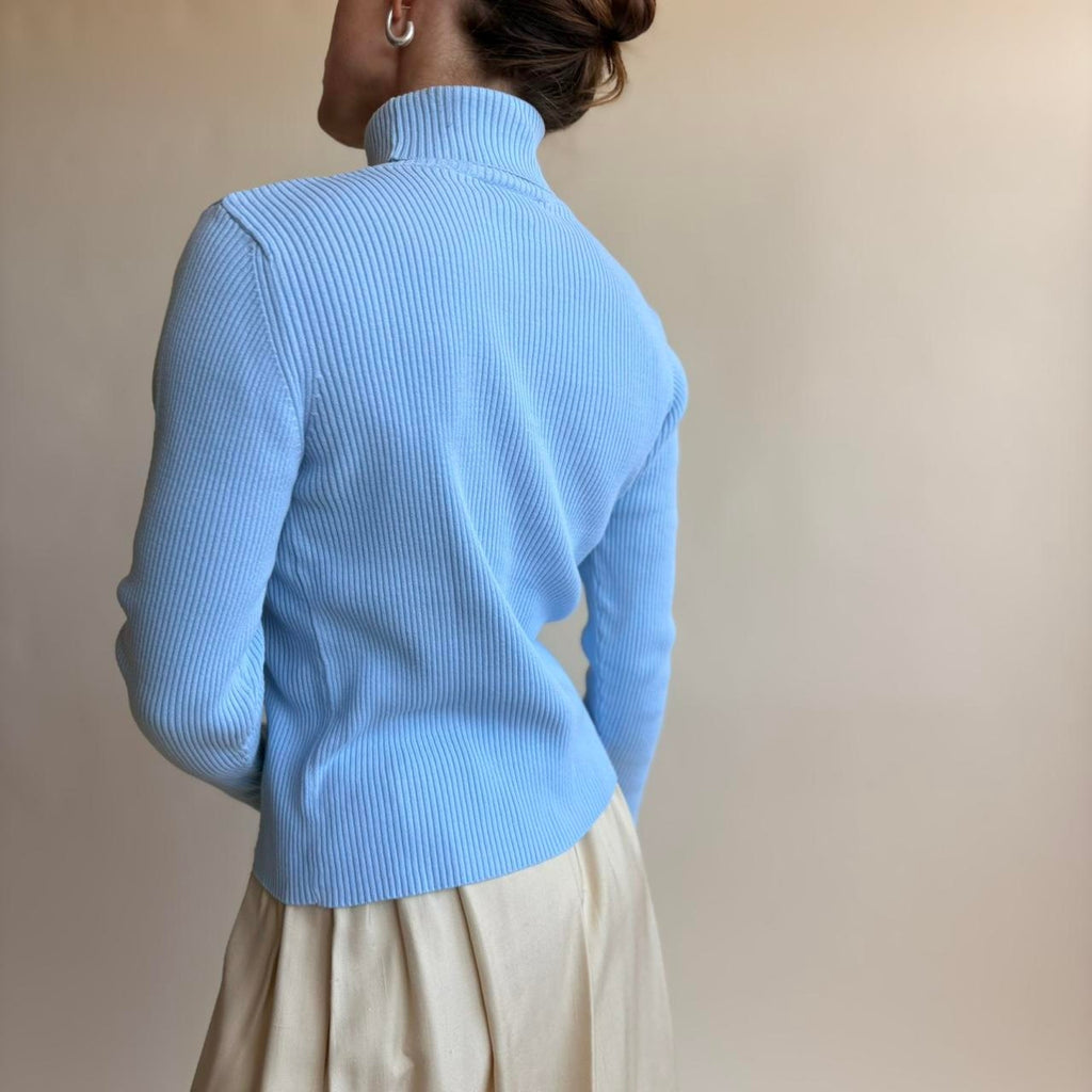 Irresistibles Robin's Egg Blue Ribbed Turtleneck - Size Small