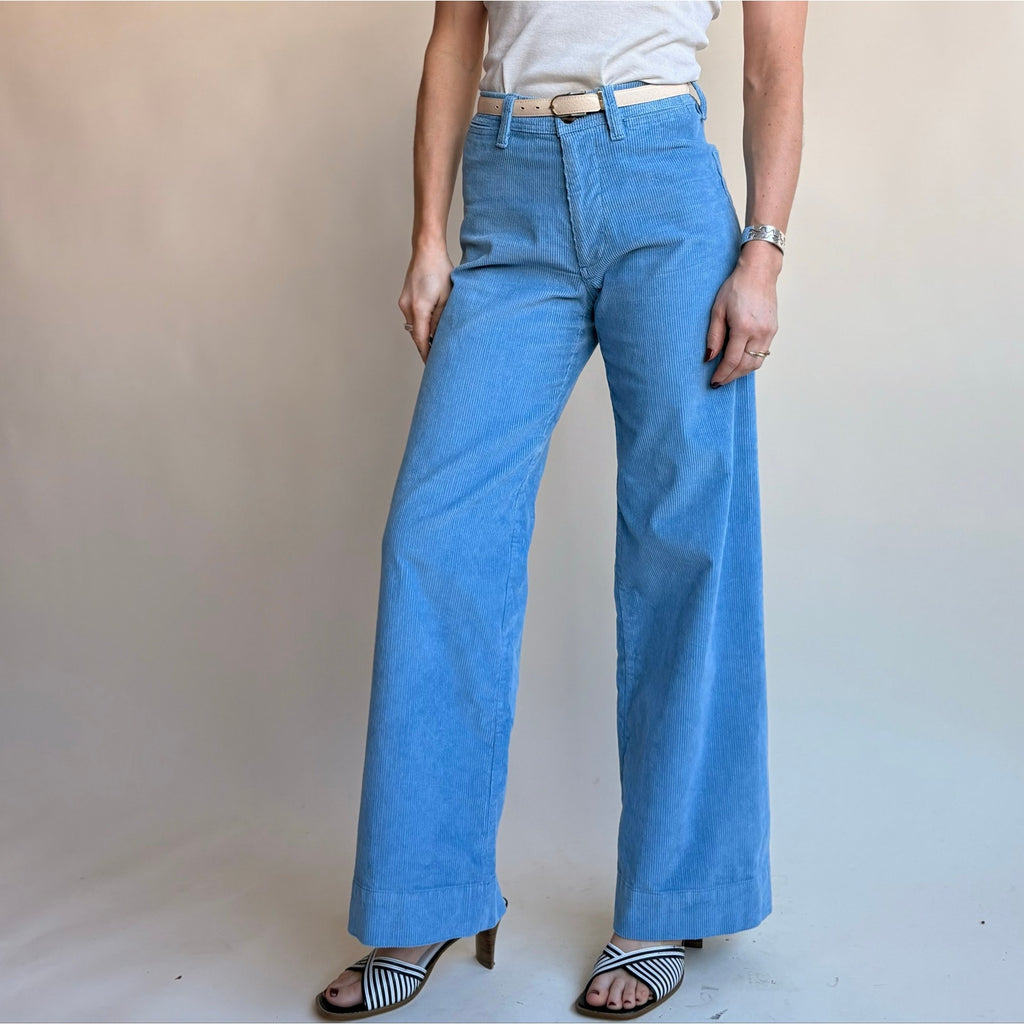 Gap Baby Blue High-Waisted Corduroy Pants - Wide Leg, 00, Y2K