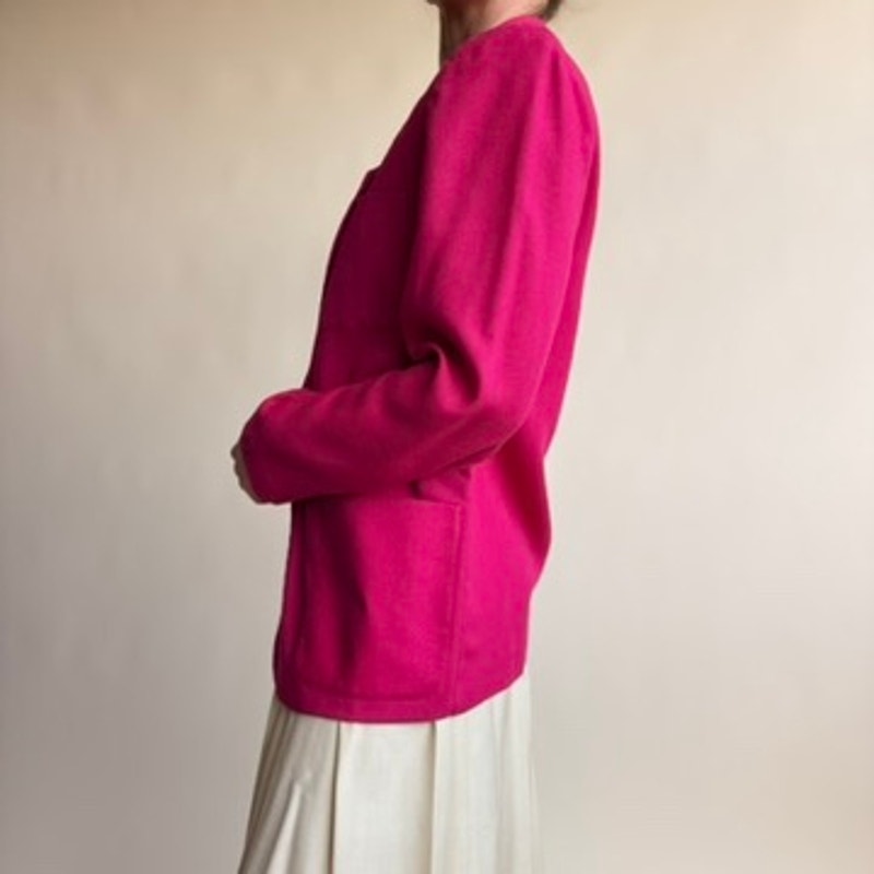 Lloyd Williams Fuchsia Blazer - Padded Shoulders, Single Button, 80s Office Siren, Size 4