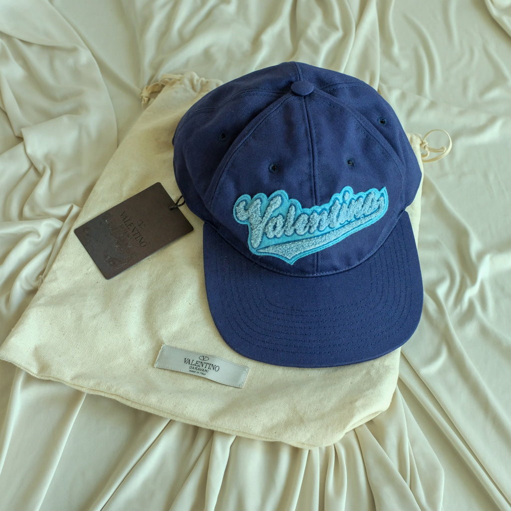 Valentino Garavani Logo Blue Baseball Cap - Blue Cotton Canvas