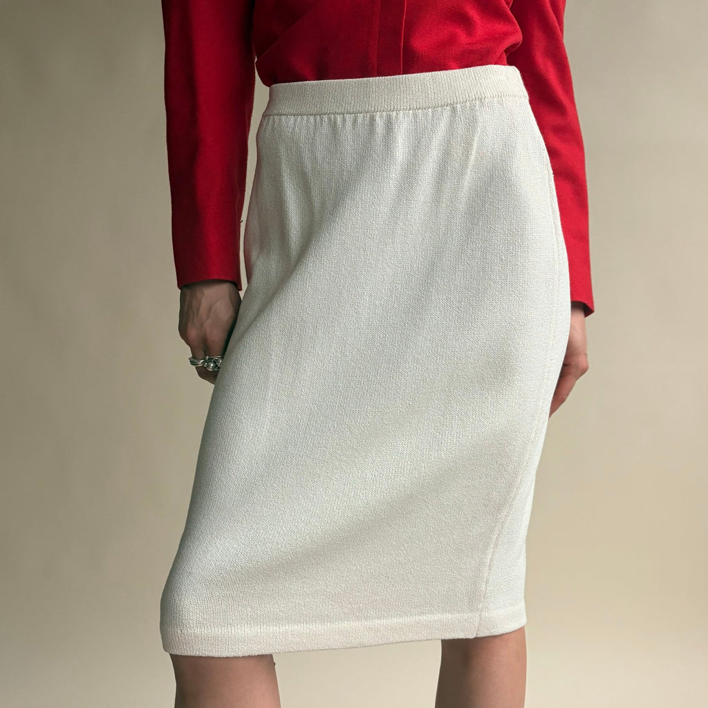 St. John by Marie Gray White Knit Skirt - Made in USA, Size 4