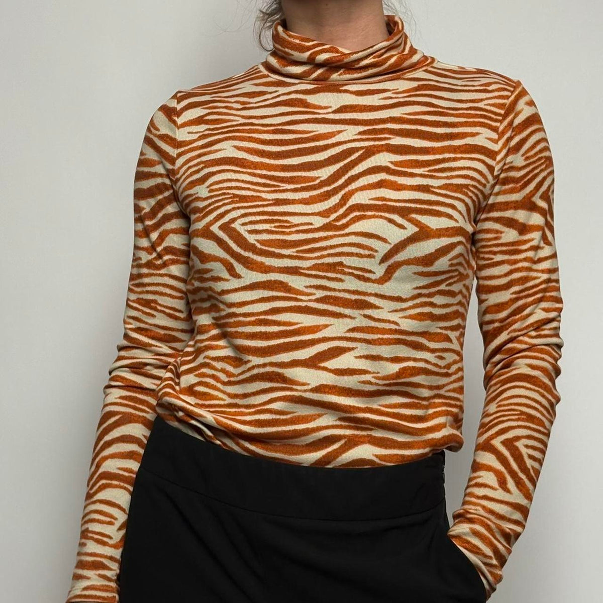 The Loft Orange Zebra Print Turtleneck - Small