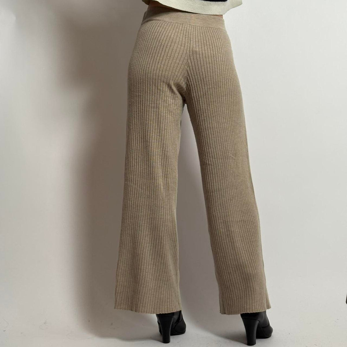 The Drop Tan Knit Wide Leg Lounge Pants | S