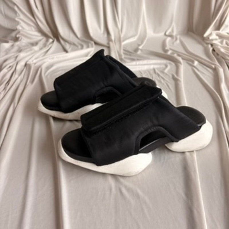Rick Owens x Adidas Tank Slide Sandals - Black & White, Men's 5/Women's 7