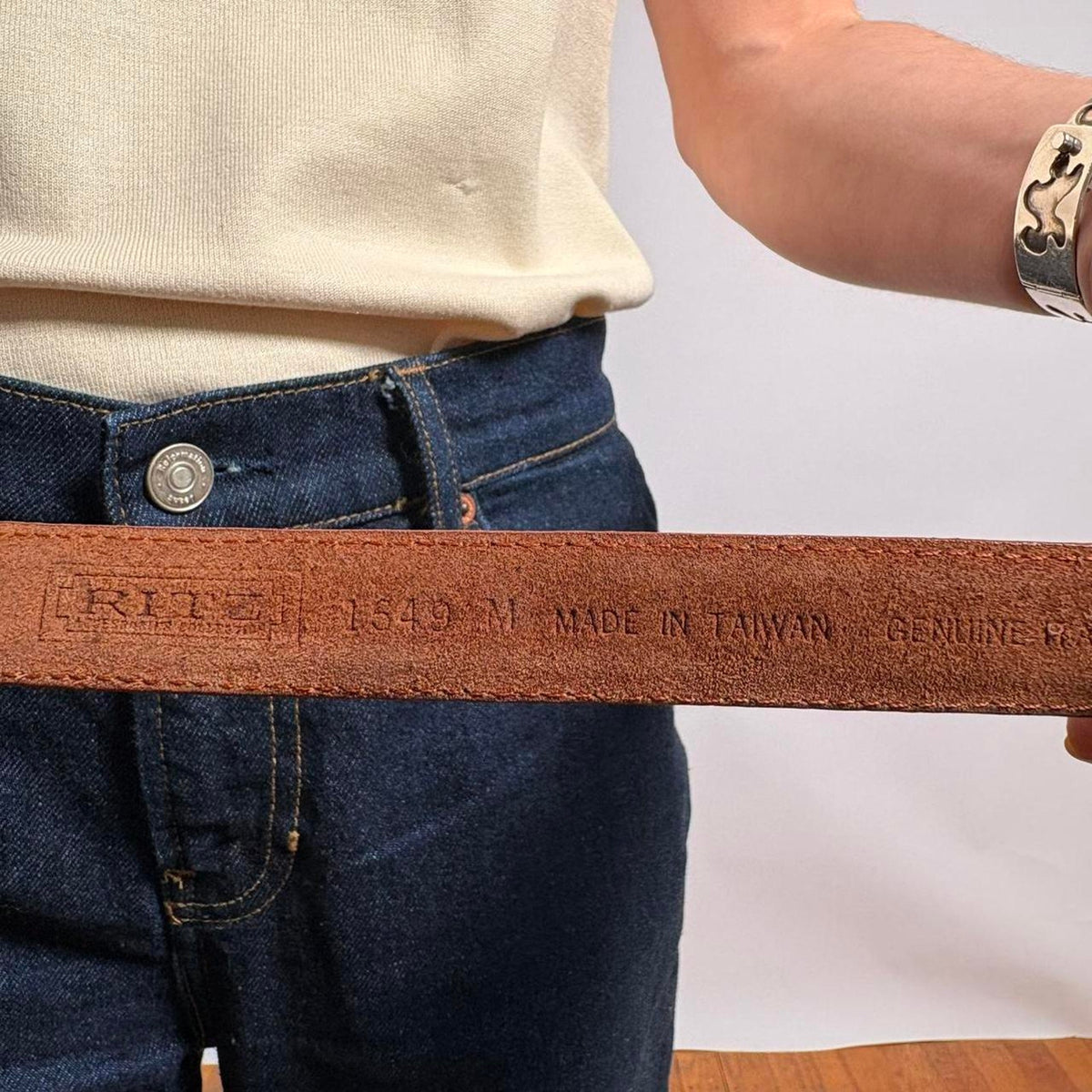 Vintage Italian Calfskin Croc Belt - L 34"