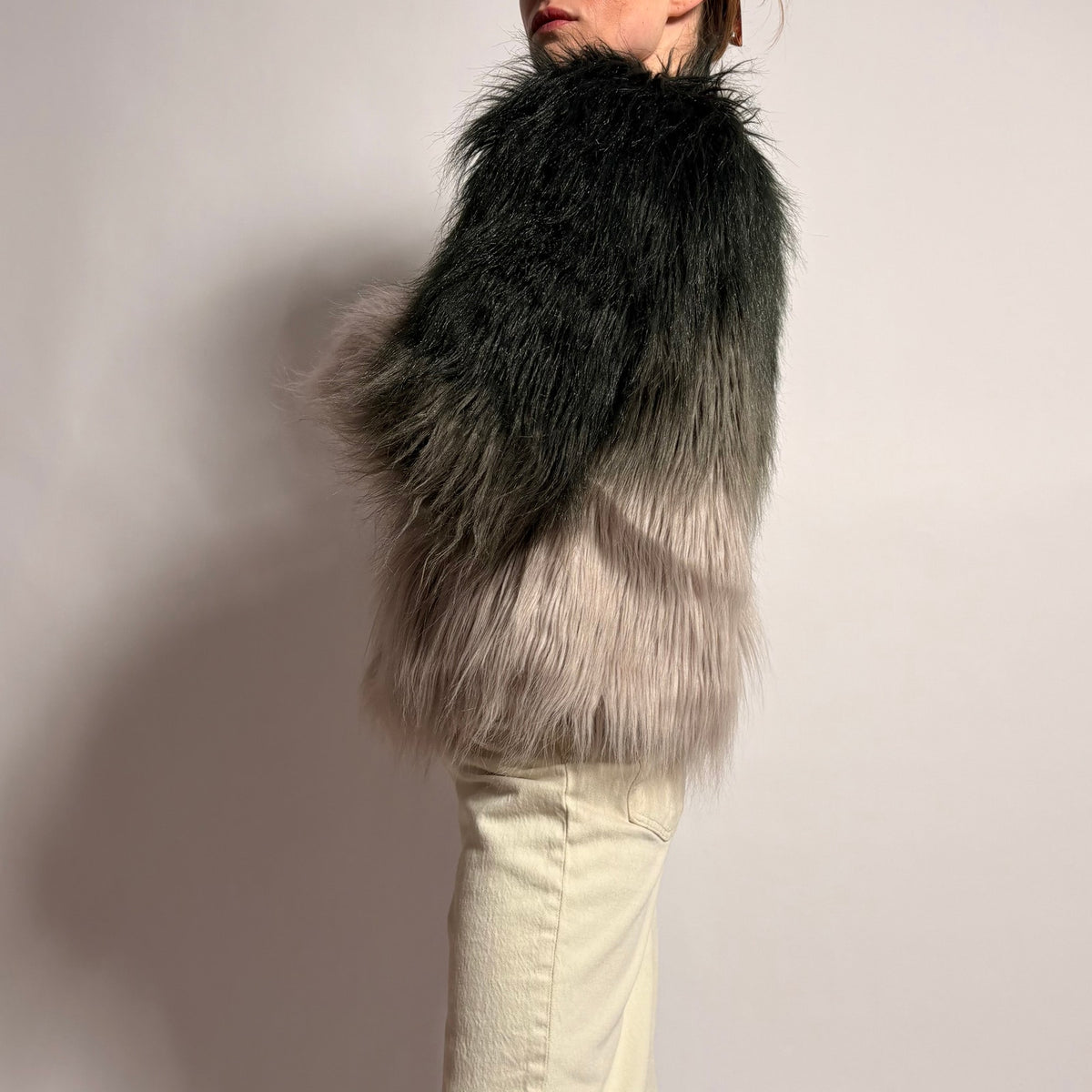 Celsius Premium Y2K Faux Fur Gradient Coat - Size M