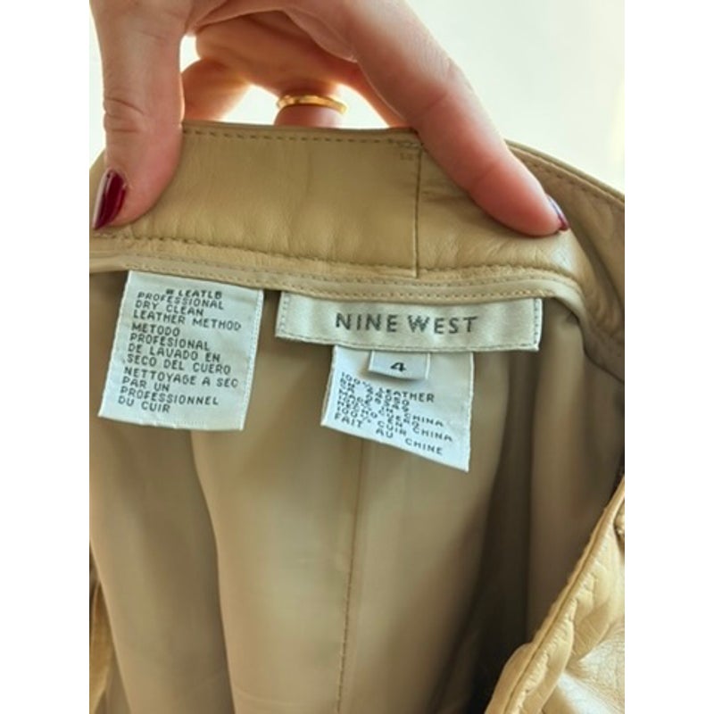 Vintage Nine West Tan Leather Straight Leg Pants