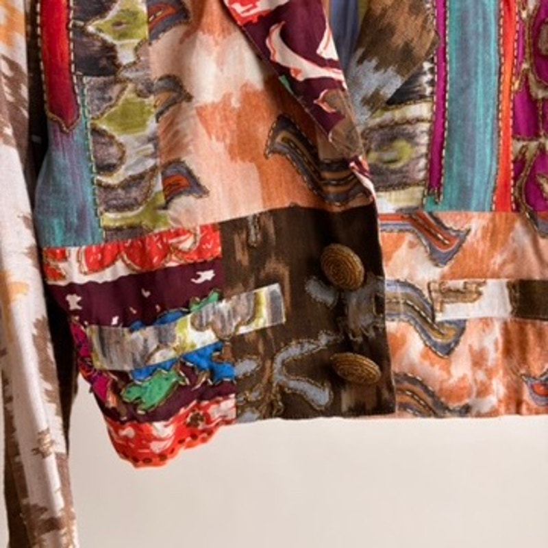 The Icing Patchwork Jacket - Tapestry, Beaded, Crop, 80s/90s, Size Small