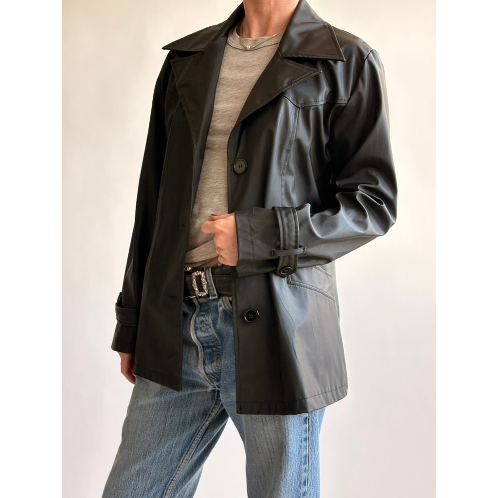 Vintage Louise Paris Black Short Trench Jacket