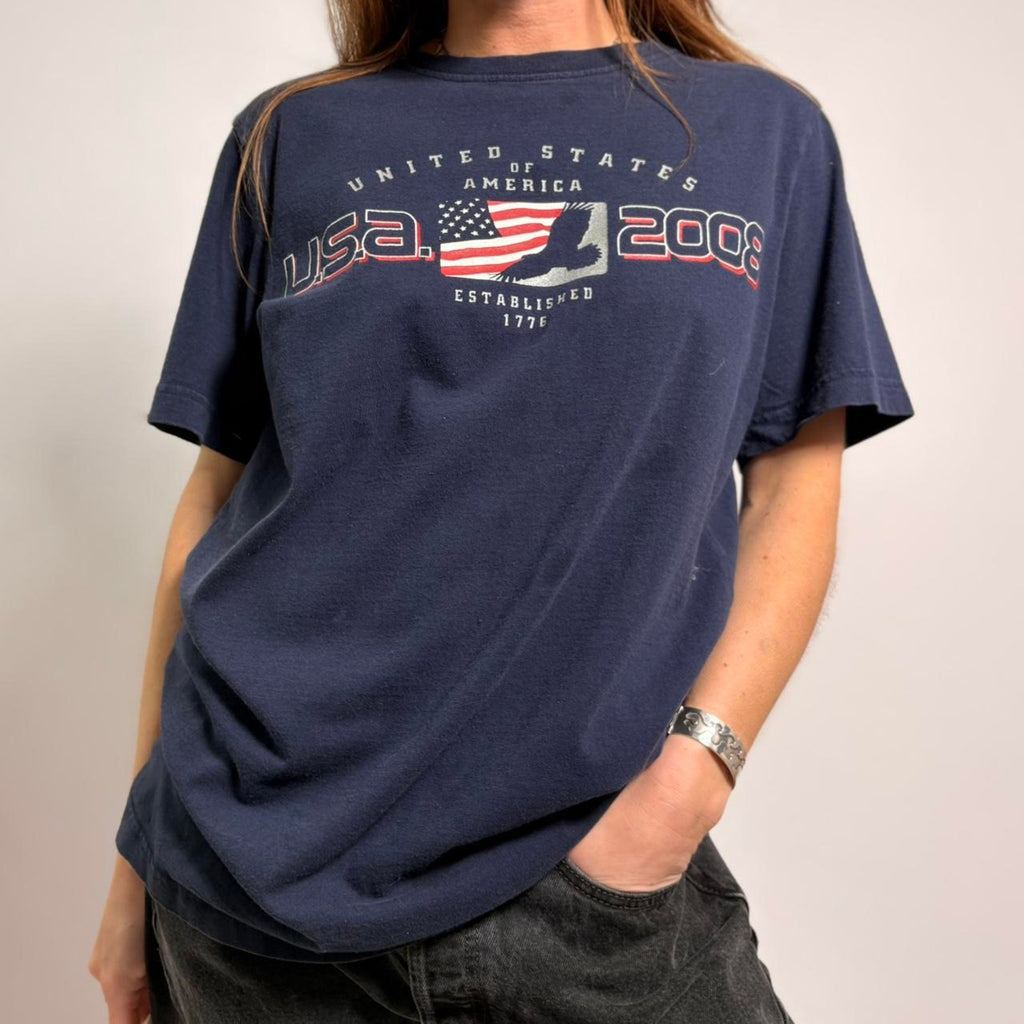 Vintage USA 2008 Graphic Tee - Women's XL
