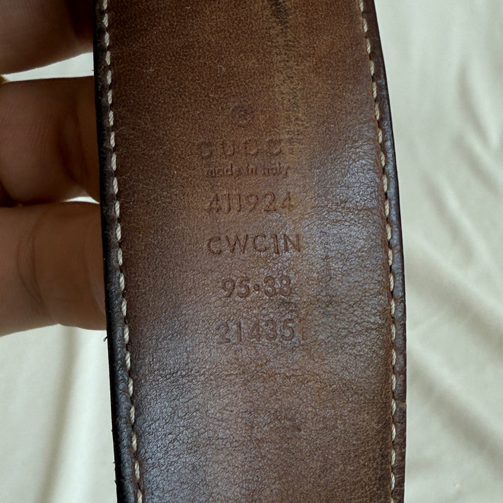 Gucci Guccissima Leather Belt - Black, Silver Interlocking G, Size 95cm