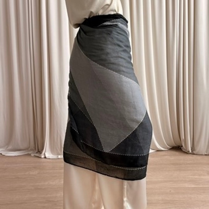 Grey & Black Abstract Scarf - Oversized Rectangle, 32"x68"