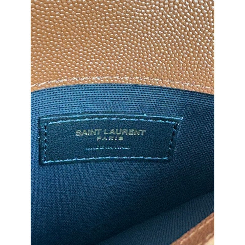 Saint Laurent Uptown Pouch - Brown Grained Leather