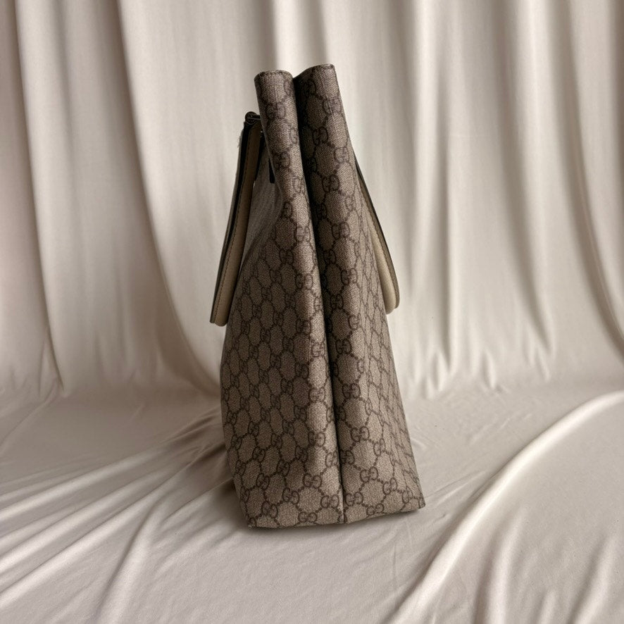 Gucci GG Supreme Joy Vertical Tote - Neutral Canvas, Light Leather Trim