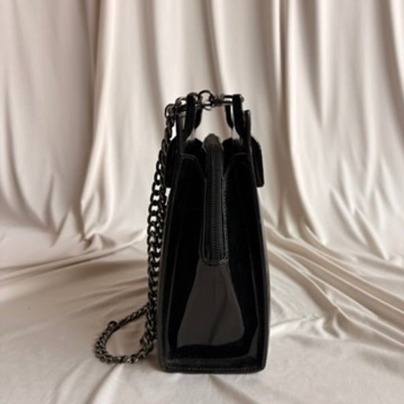 Vintage Gucci Tom Ford Era Black Patent Leather Chain Tote