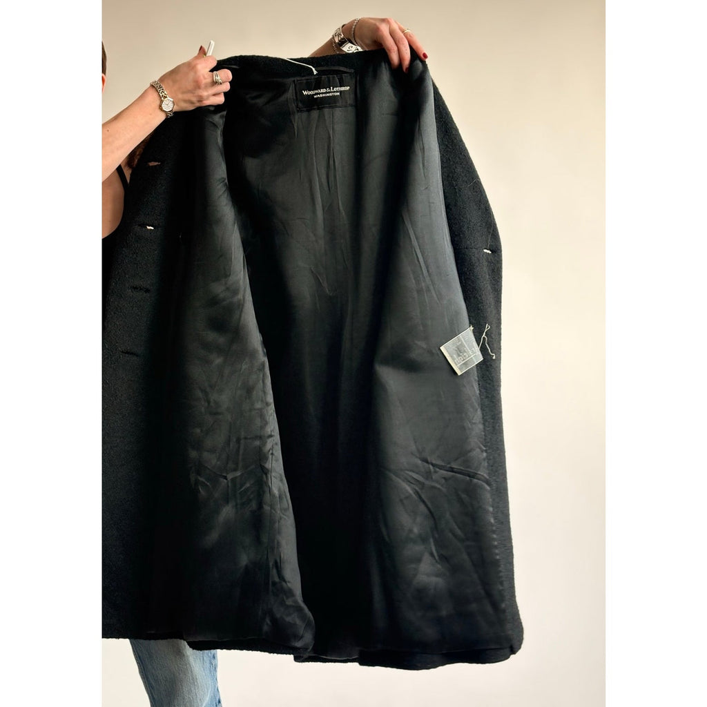 Vintage Woodward & Lothrop Black Wool Car Coat with Mink Fur Collar