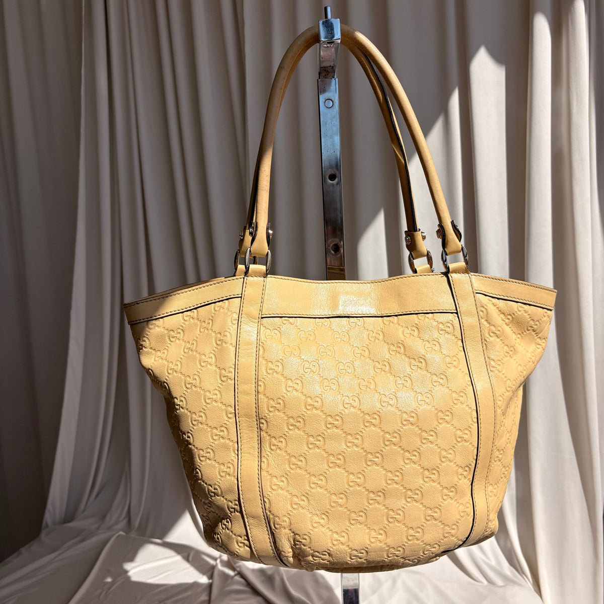 Gucci Abbey Tote - Guccissima Leather, Yellow, D-Ring Detail