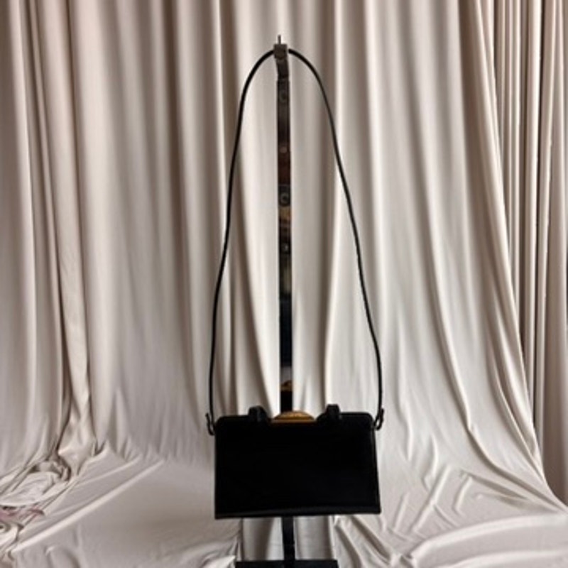 Vintage Valentino 80s Black Patent Leather Bag w/ Gold Clasp