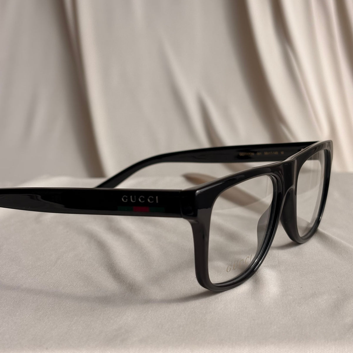 Gucci Black Square Eyeglasses - GG1117O - Red & Green Web, NIB