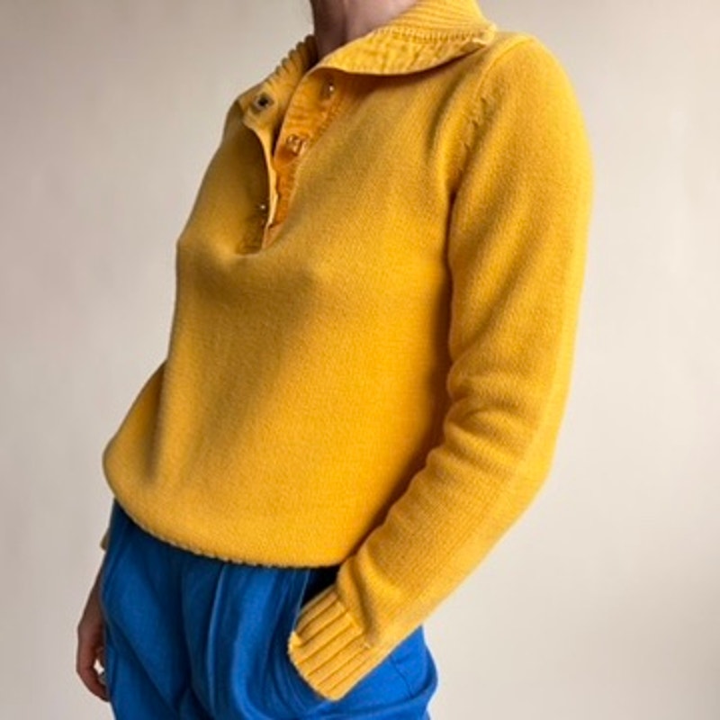 Lauren by Ralph Lauren Yellow Ribbed Sweater - Gold Hardware, 100% Cotton, Size Small