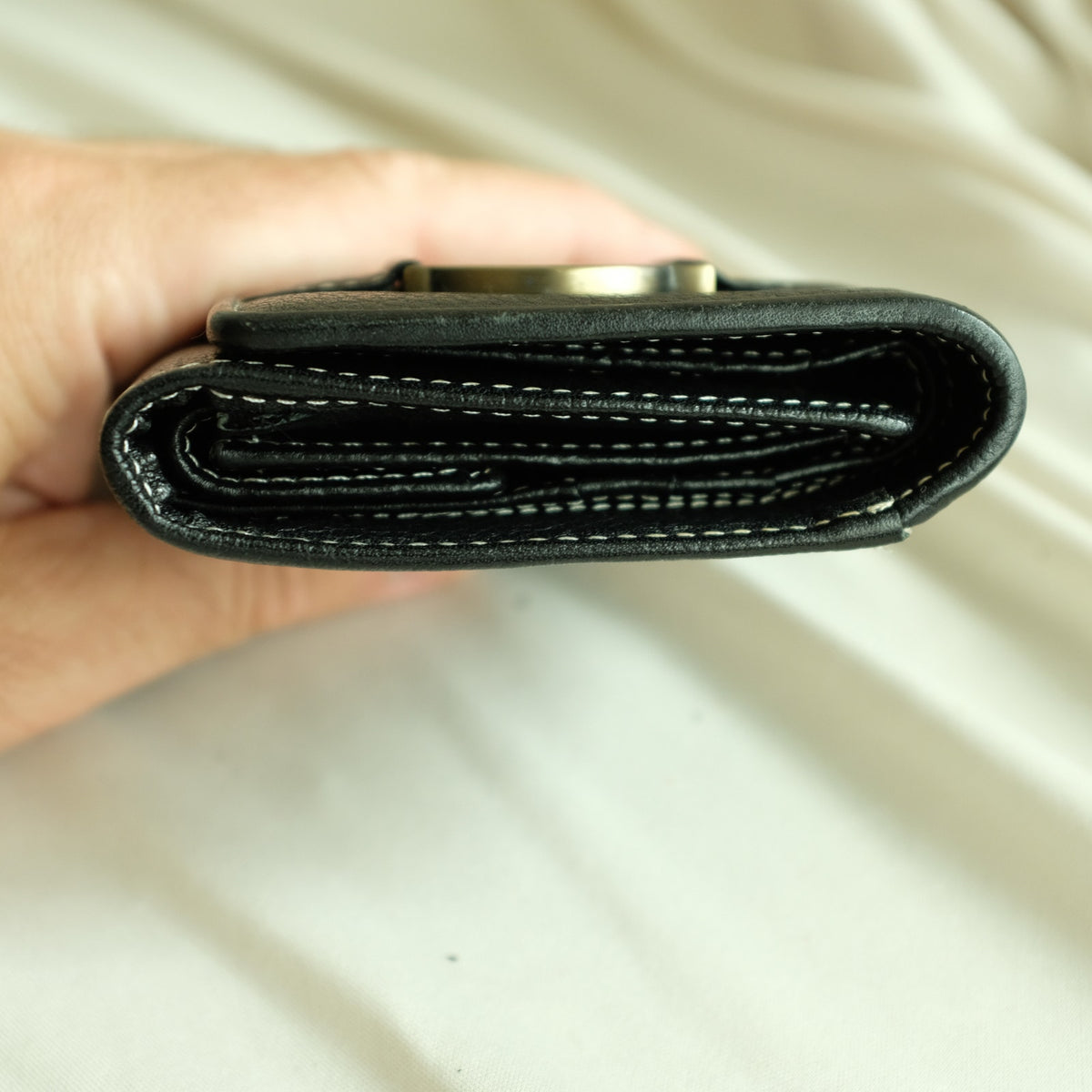 Christian Dior Leather Trifold Wallet - Black, Gold Hardware