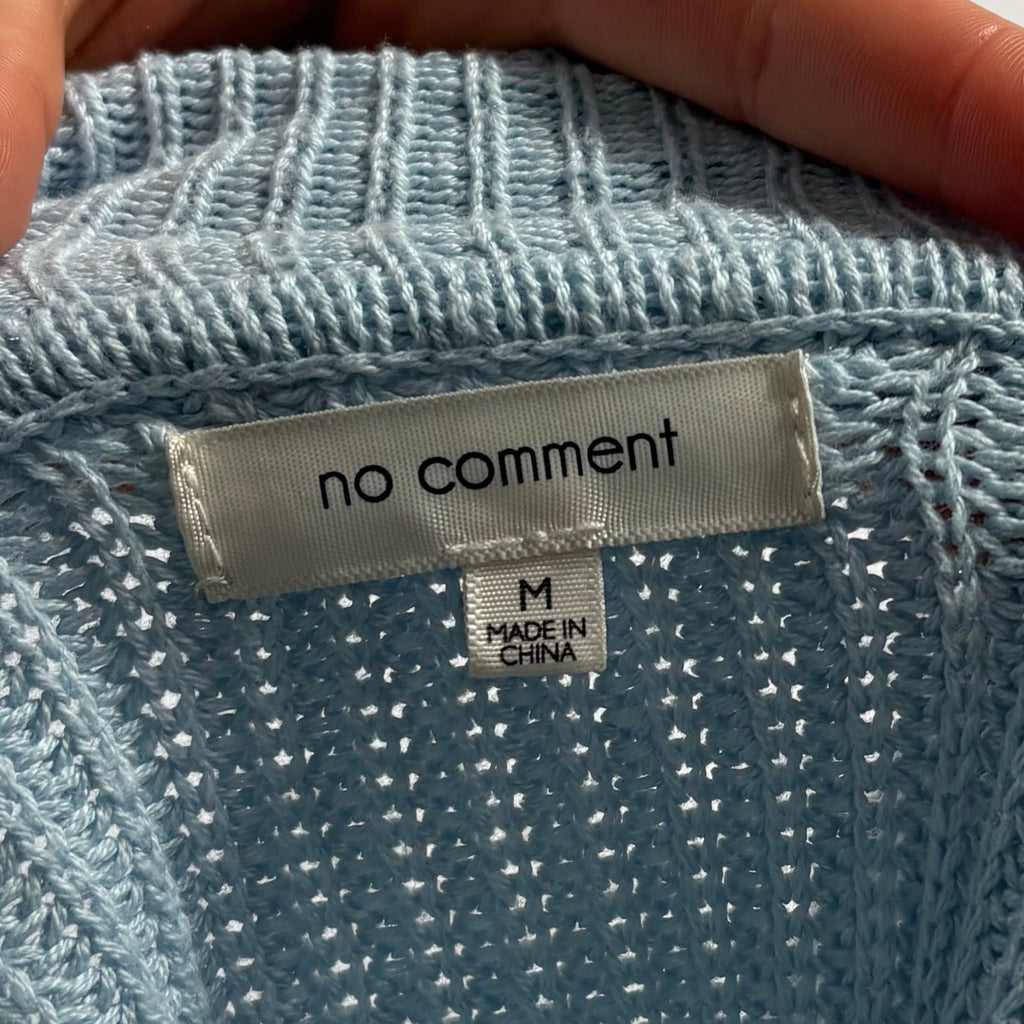 Baby Blue V-Neck Sweater with Button Collar - Medium