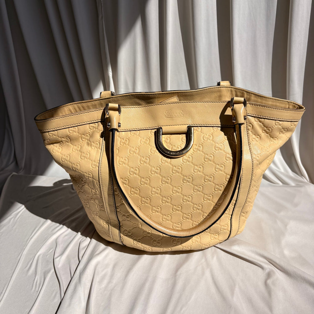 Gucci Abbey Tote - Guccissima Leather, Yellow, D-Ring Detail