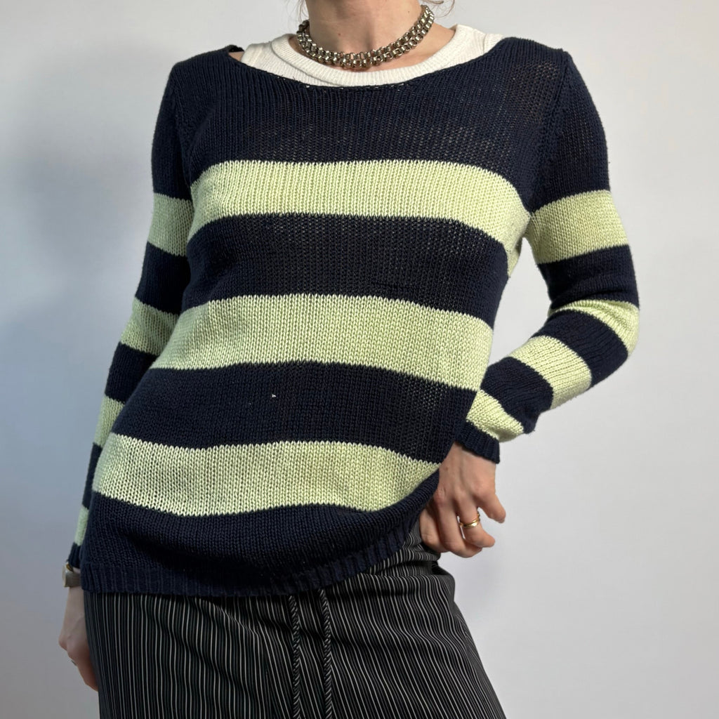 Olive & Oak Striped Open Back Sweater - Size Small