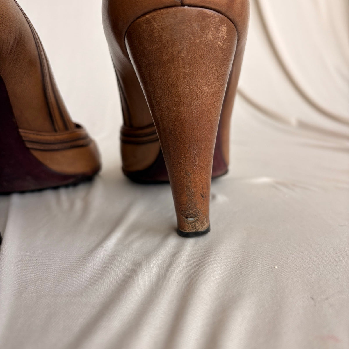 Vintage Prada Leather Cutout Accent Pumps - Crossover Straps, 37.5
