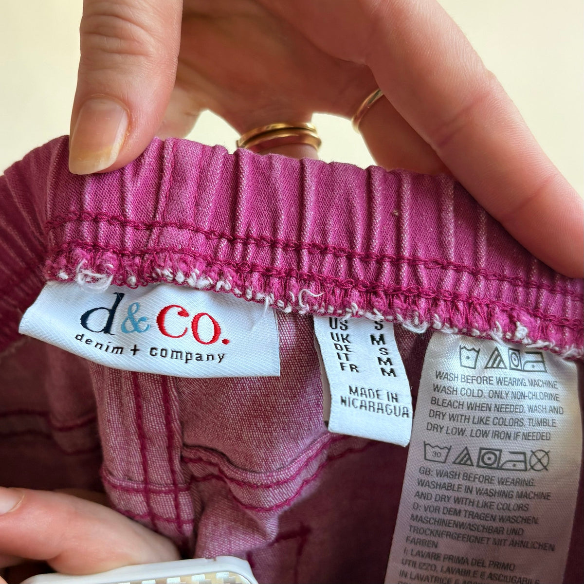 Denim & Co. Fuchsia Cotton Track Pants - Size Small