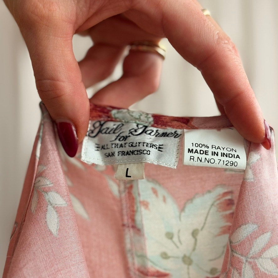 Gail Garner Slip Dress - Pink Floral, 90s - Size Large