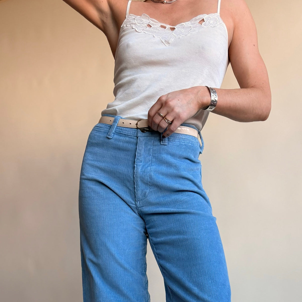 Gap Baby Blue High-Waisted Corduroy Pants - Wide Leg, 00, Y2K