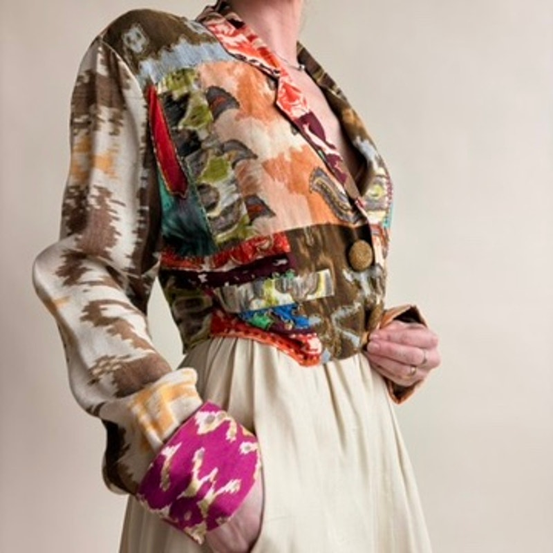 The Icing Patchwork Jacket - Tapestry, Beaded, Crop, 80s/90s, Size Small