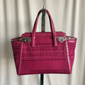 Salvatore Ferragamo Verve Pink Woven Satin Tote