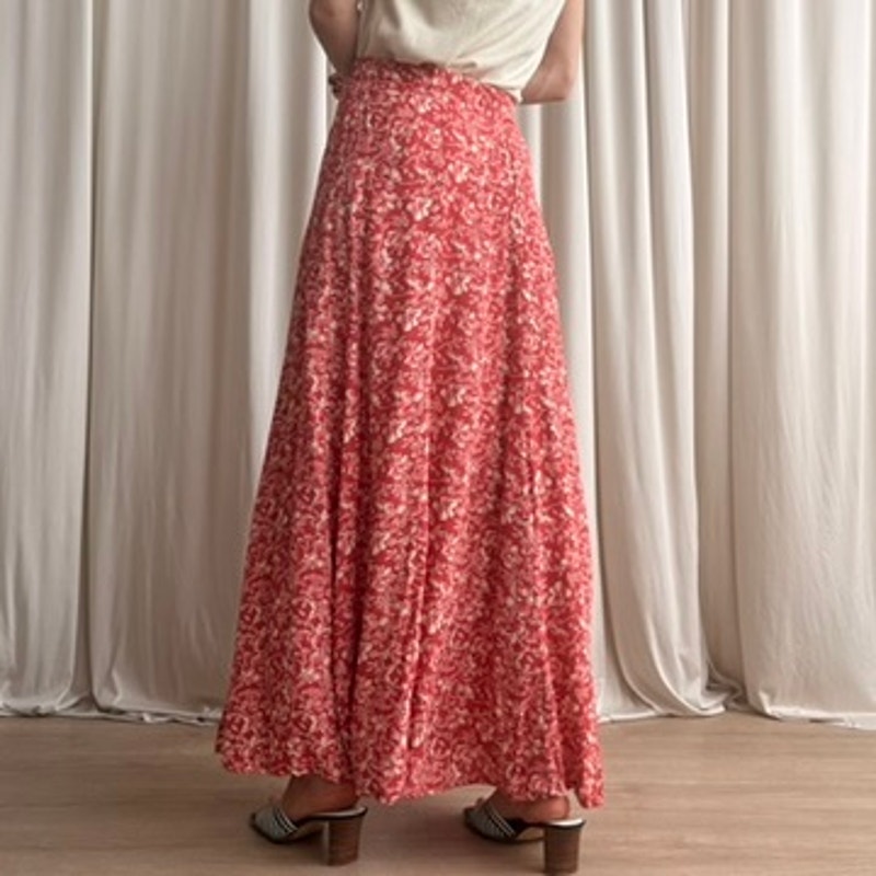 Equation Pink Maxi Skirt - 90s, A-Line, Button Front - Size M
