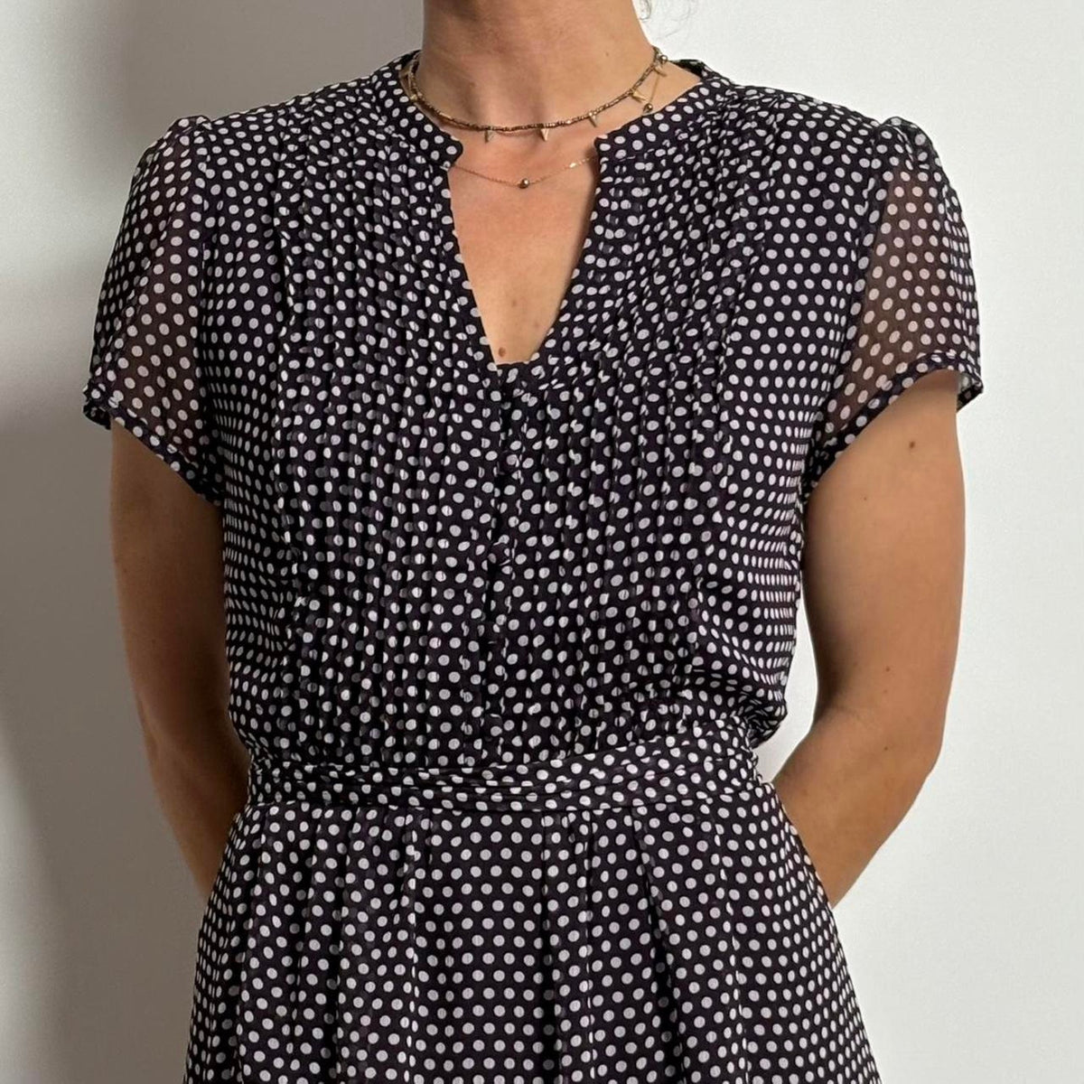 JBS Purple Polka Dot Midi Dress w/ Ribbon Belt | 8