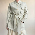 Larry Levine New York Tan Belted Field Jacket - Lightweight Cropped Trench, Pockets, Size Small