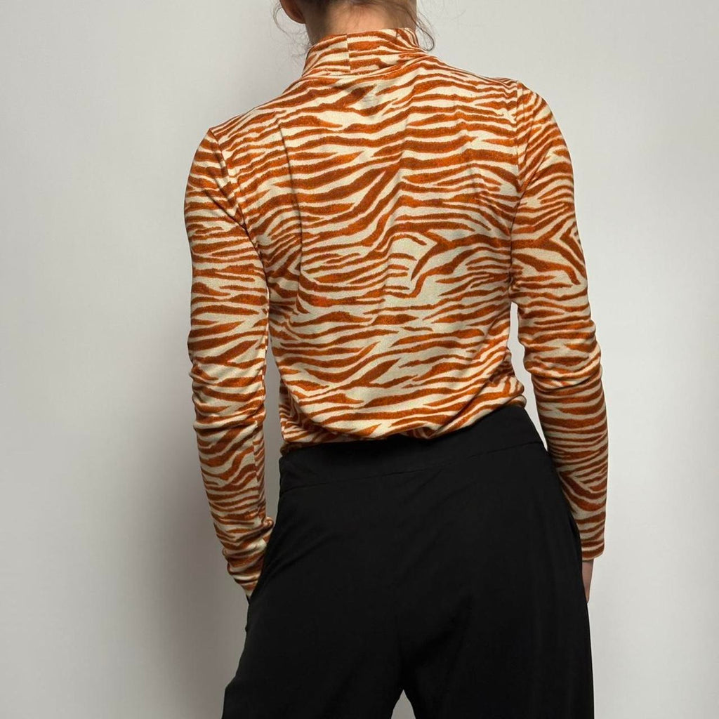 The Loft Orange Zebra Print Turtleneck - Small