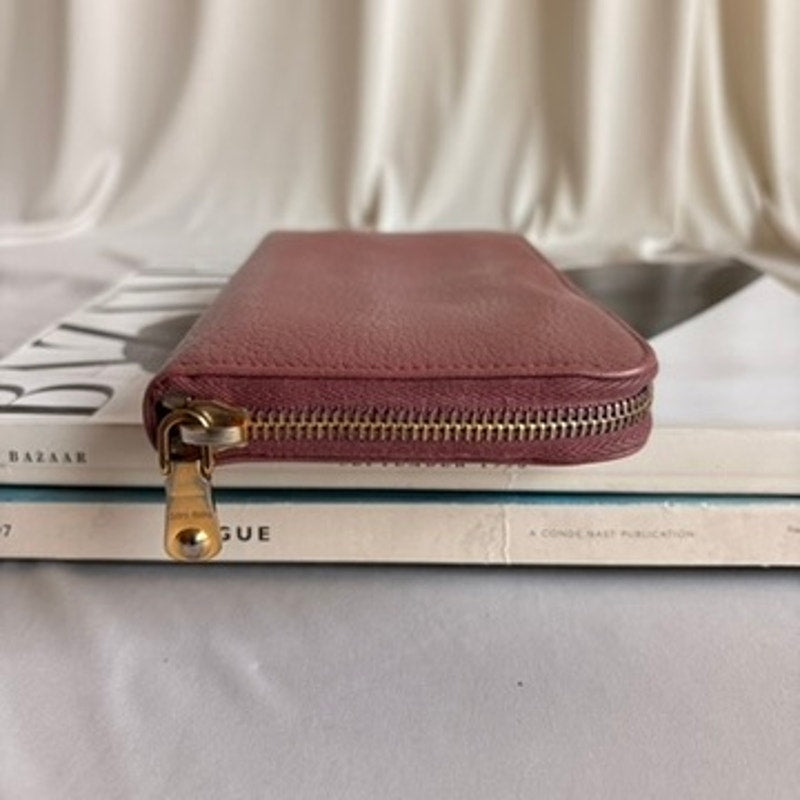 Miu Miu Dusty Pink Wallet - Leather, Zip-Around