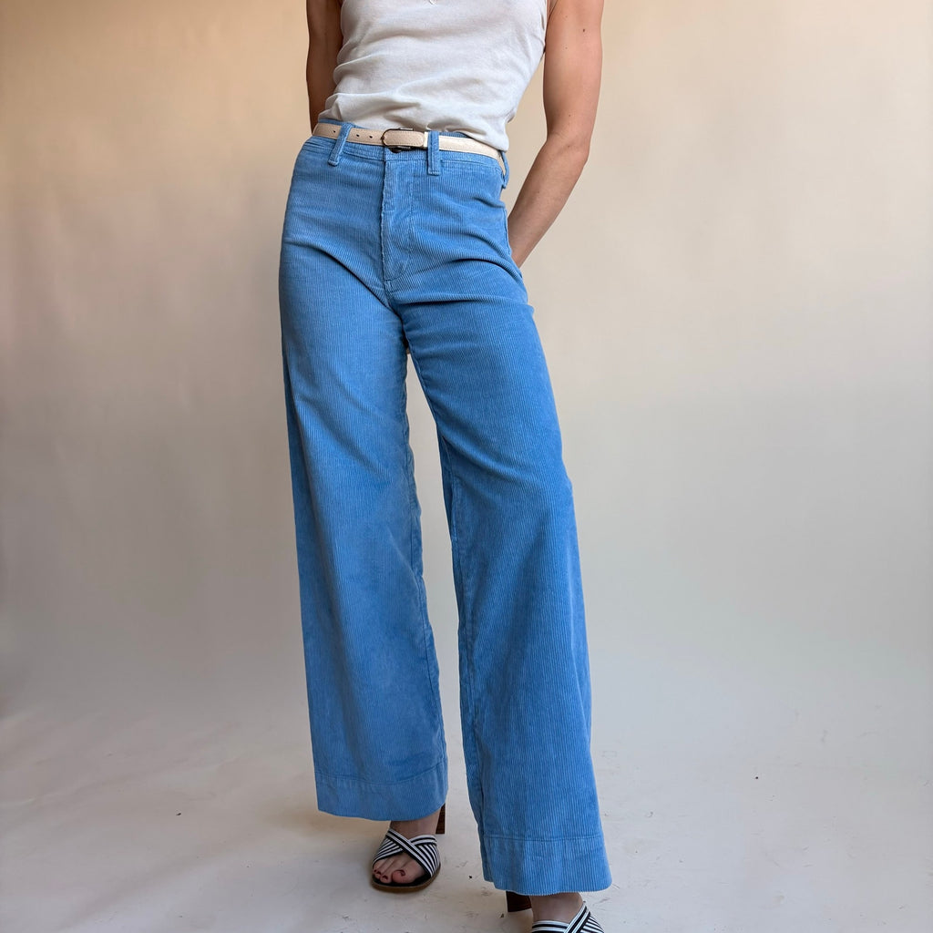 Gap Baby Blue High-Waisted Corduroy Pants - Wide Leg, 00, Y2K