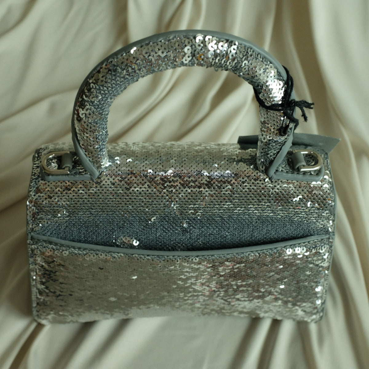 Balenciaga Hourglass Mini Sequin Bag - Silver, Calf Leather, NWT