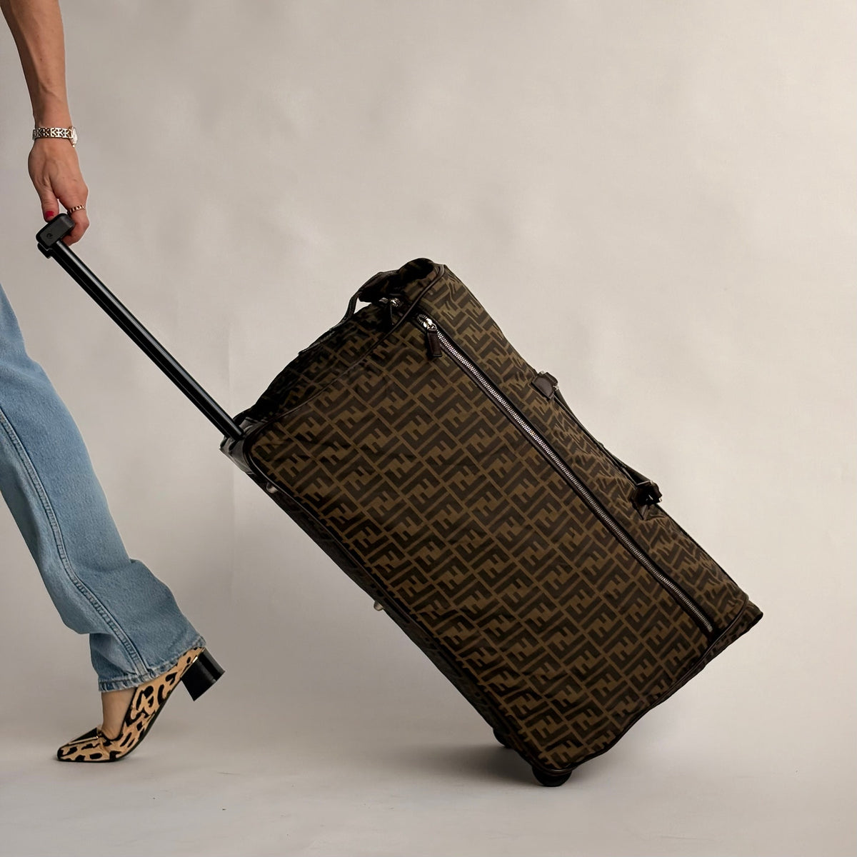 Vintage Fendi Zucca Rolling Duffel Bag / Trolley Case - 1999 Collection