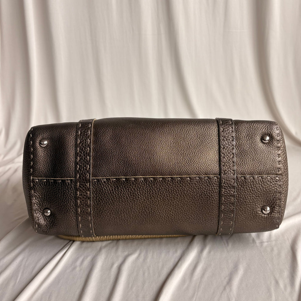 Fendi Selleria "Linda" Metallic Bronze/Pewter Leather Bag - 2006 Collection