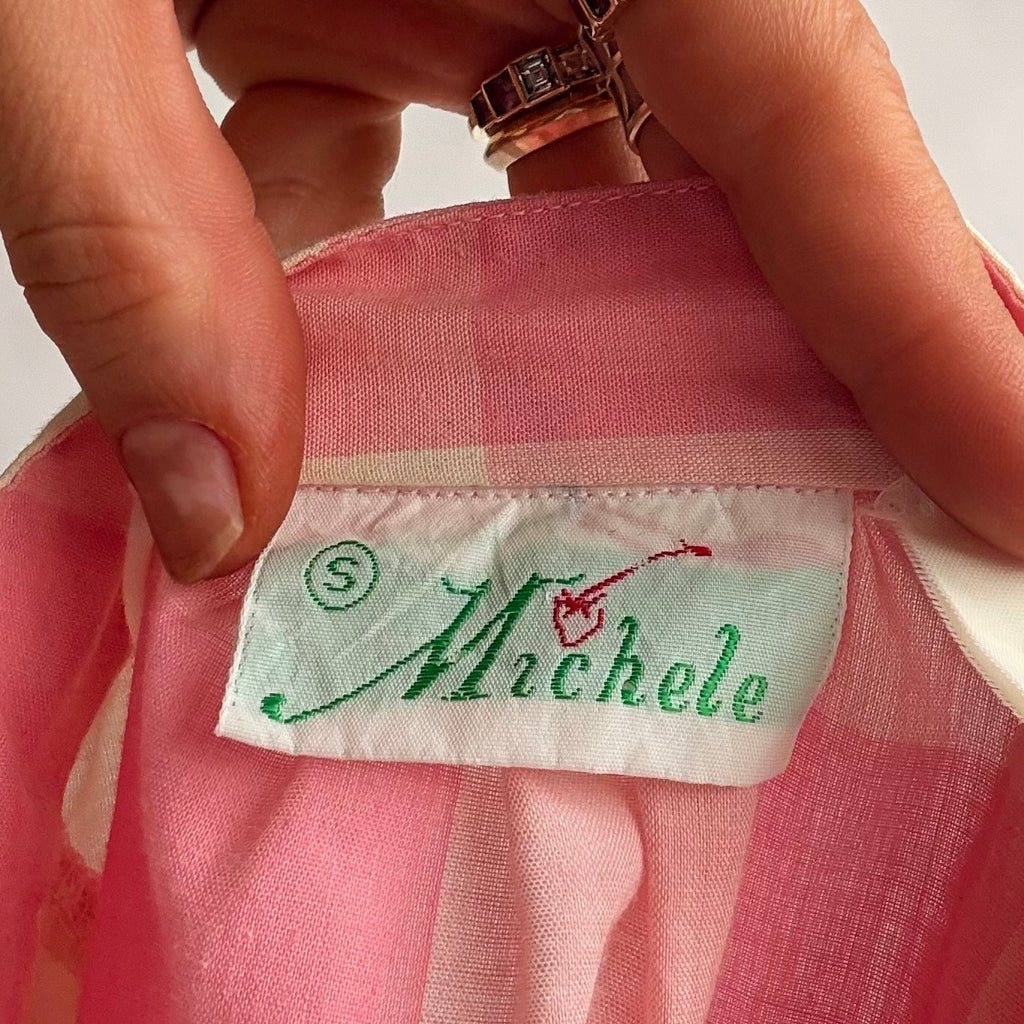Vintage Michele Small Pink Buffalo Check Shirtdress w/ Pocket - Small
