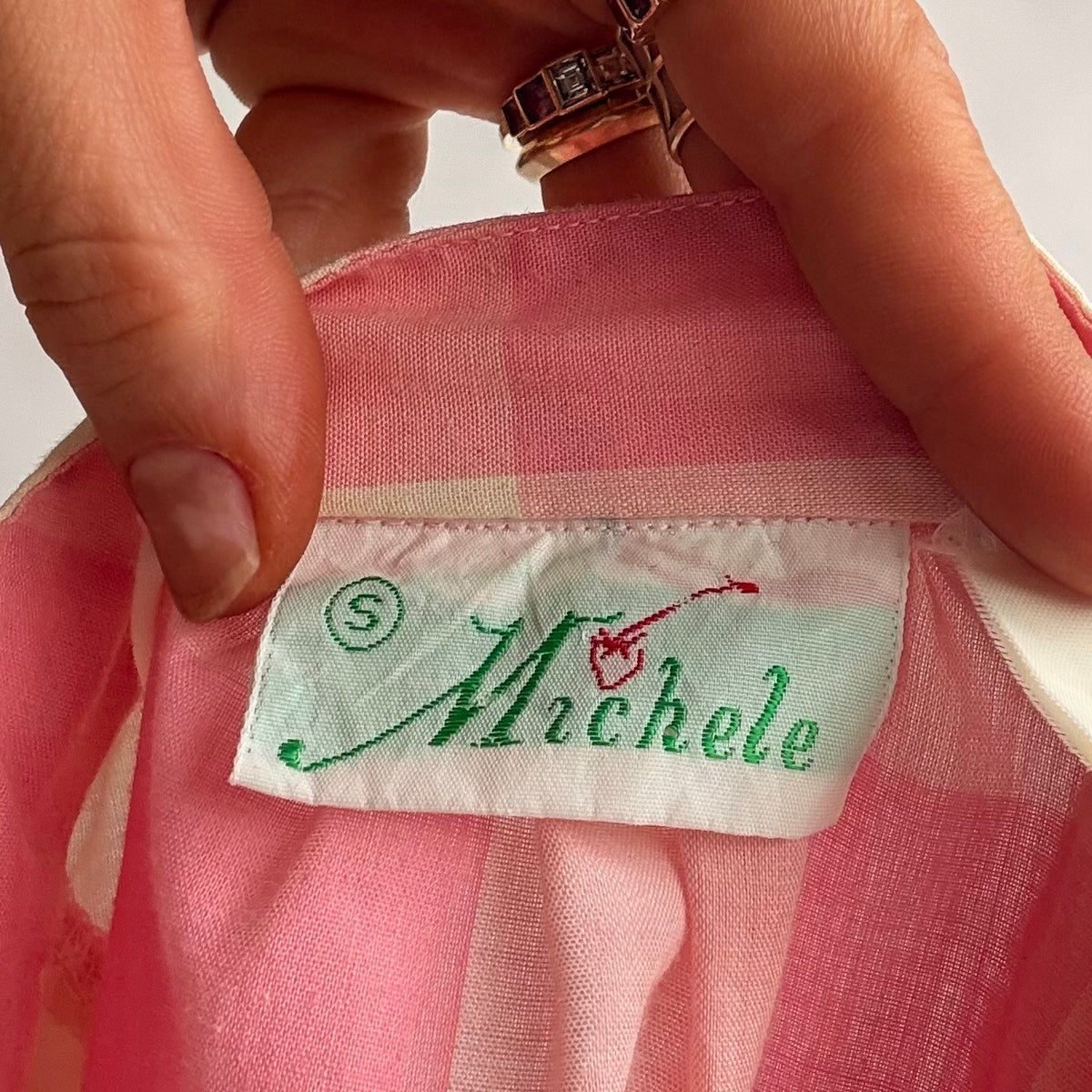 Vintage Michele Small Pink Buffalo Check Shirtdress w/ Pocket - Small