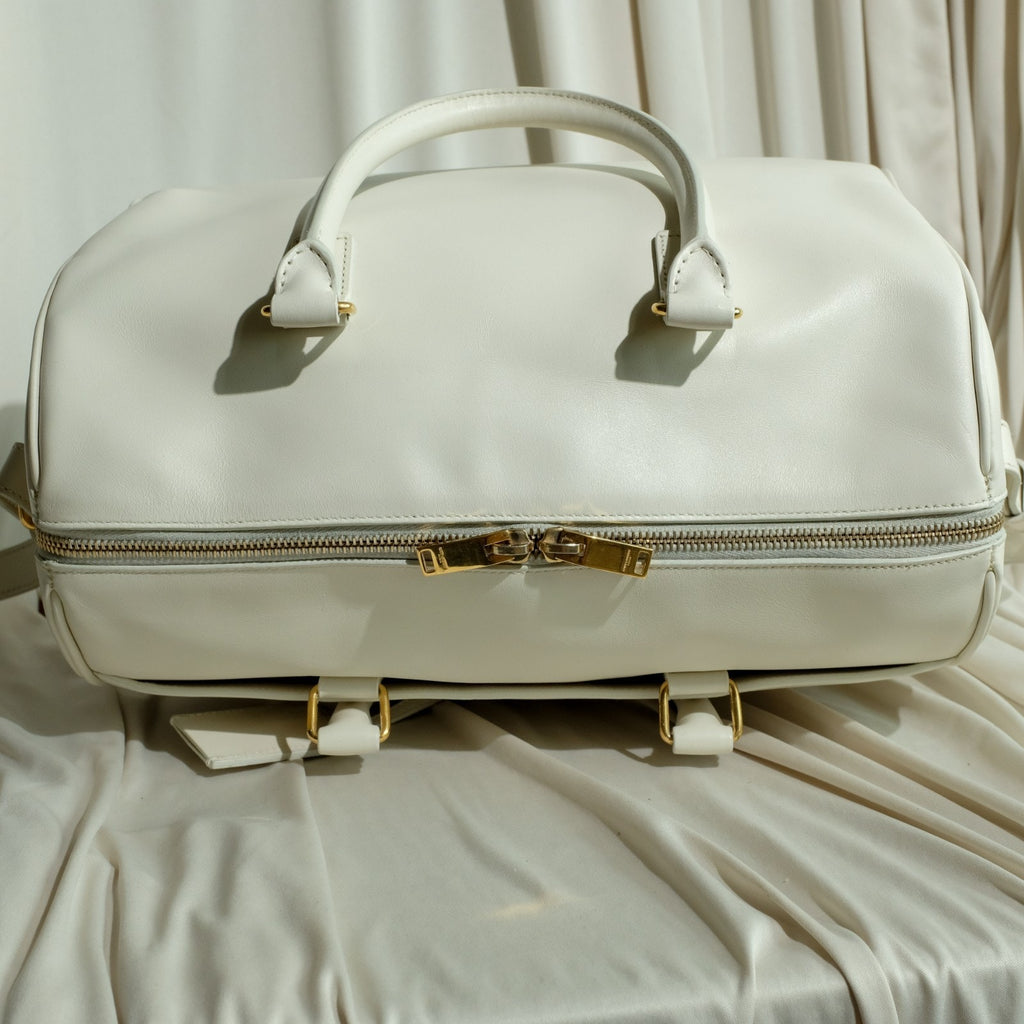 Saint Laurent (YSL) Classic Duffle 6 – White Calf Leather Handbag