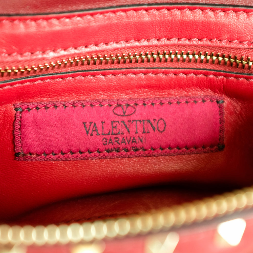 Valentino Rockstud Red Leather Belt Bag - Gold Studs